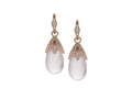 18kt rose gold Petal drop with rose quartz and .84 cts diamonds. Available in white, yellow, or rose gold.
